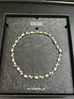 Badgley Mischka Gold & Crystal Vine/Leaf Choker Necklace - NIB